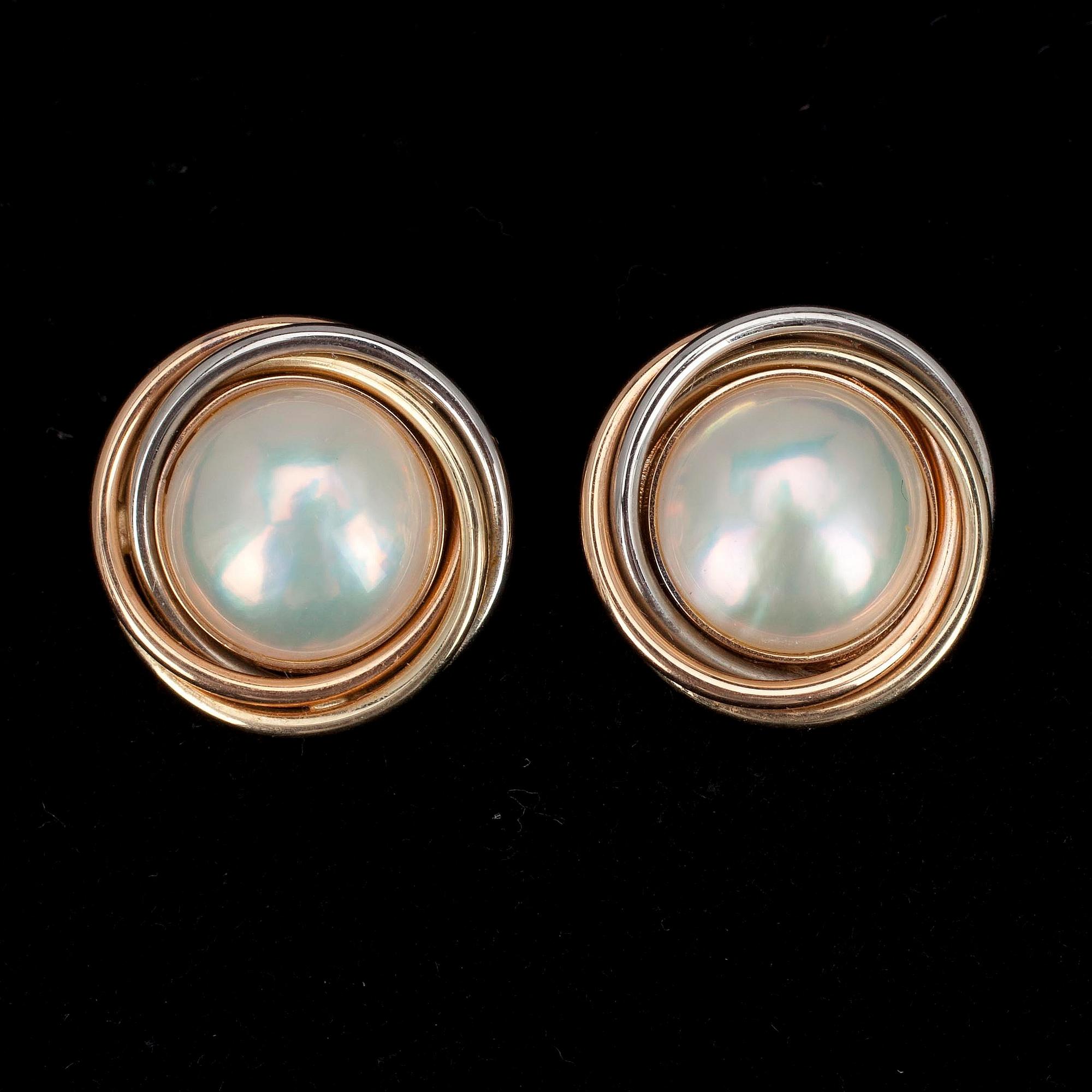 ÖRHÄNGEN, guld 14K, mabé pärlor.