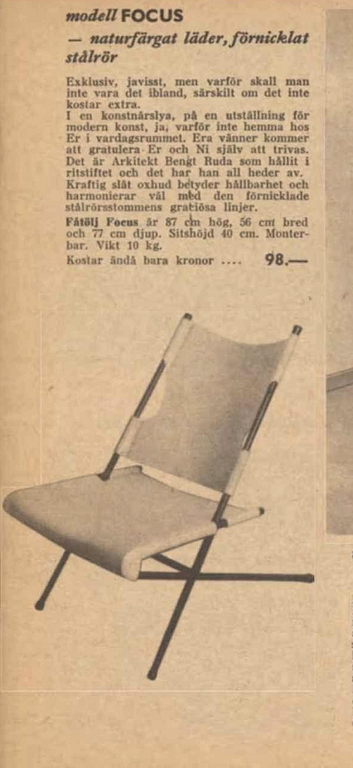 Bengt Ruda, a rare "Focus" easy chair, Ikea, 1950s-60s.