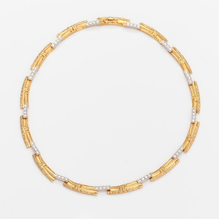 Björn Weckström, Halsband "Messaggio", 18K guld och briljantslipade diamanter ca 1.60 ct tot. Lapponia.