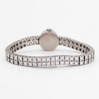 Armbandsur, platina/18K vitguld, med briljant- och 16/16 slipade diamanter tot ca. 7.10 ct.