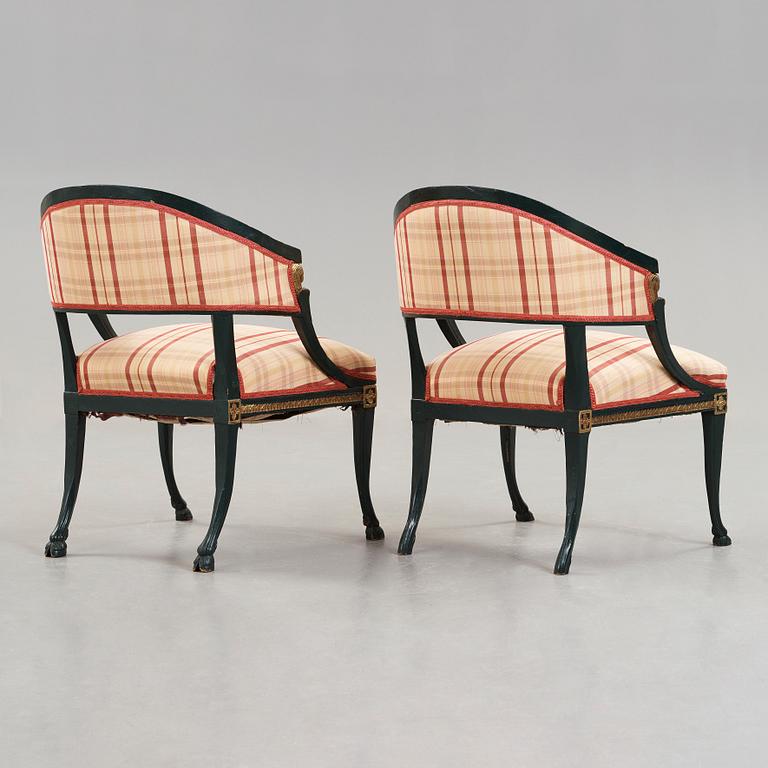 A pair of late Gustavian armchairs by Ephraim Ståhl (master in Stockholm 1794-1820).