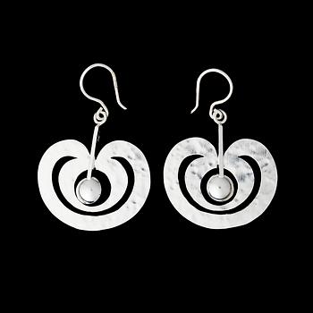 TAPIO WIRKKALA, a pair of earrings "Apple", silver. Kultakeskus, Helsinki.