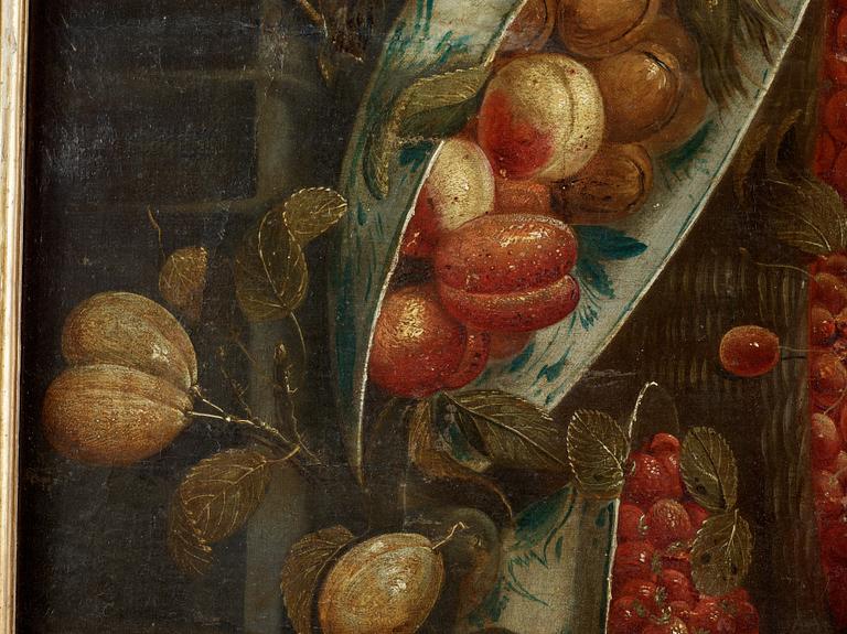 Still life with lemons, sherries and plums.