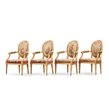 46. A set of four Louis XVI armchairs.