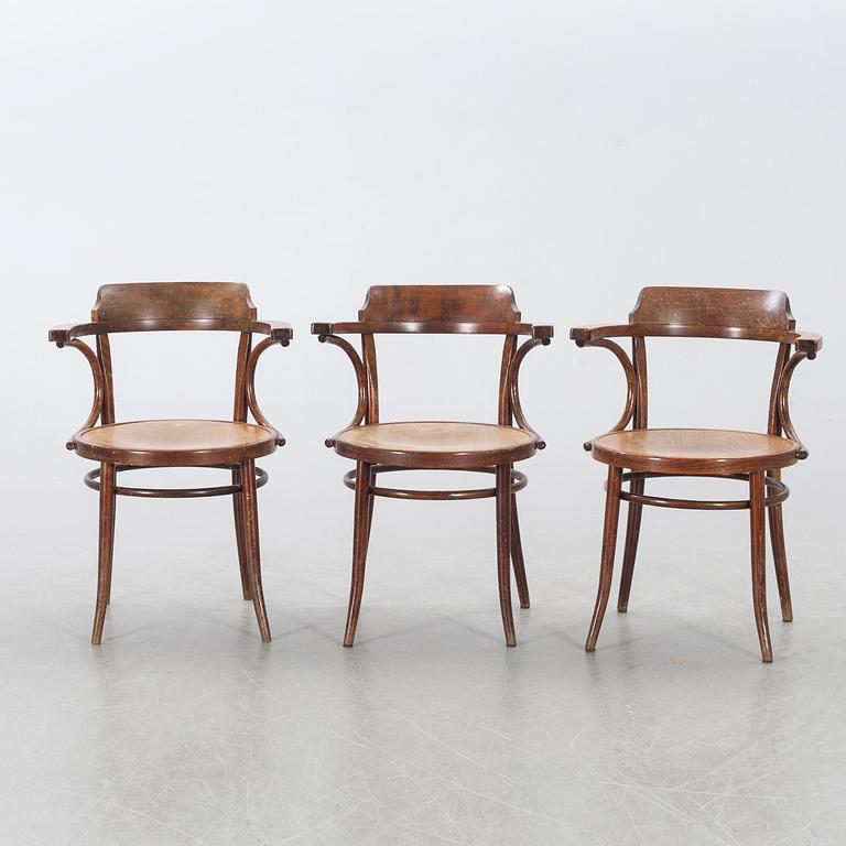 FIVE DREVOUNIA BENTWOOD  CHAIRS MID 20TH CENTURY.