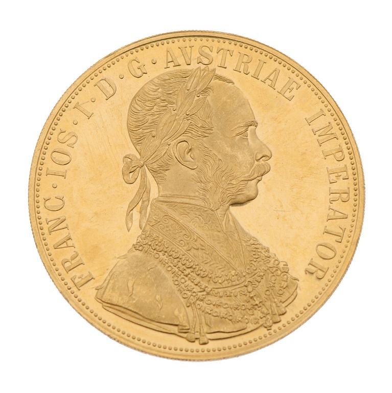 GOLDCOIN, 4 ducat, ca 23 k, FRANZ JOSEPH I 1915, Austria-Hungary. Weight ca 14 g.