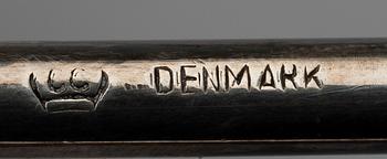 A pair of silver plated candelabra and a candelabrum, FDG, Denmark, mid 20th century.