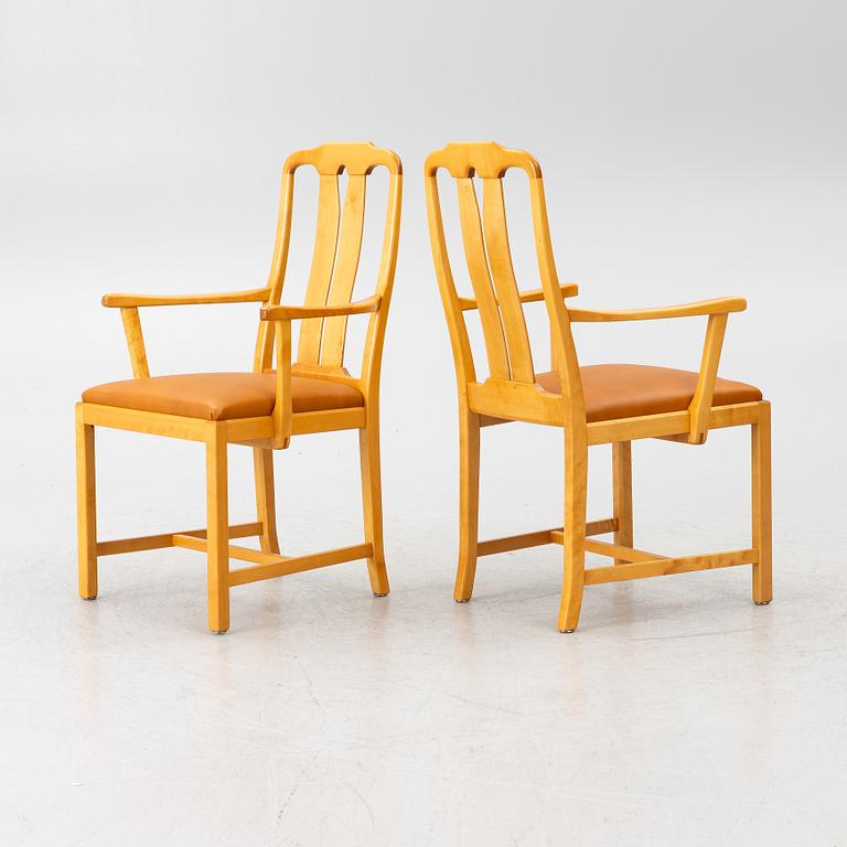 Carl Malmsten, Armchairs, 6 pieces, "Ambassadör", Åfors Möbelfabrik, late 20th century.