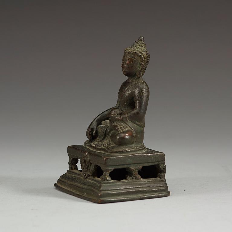 A bronze figure of Buddha Sakyamuni, presumably Mongolia, 19th Century.