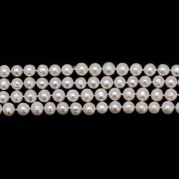 PÄRLCOLLIER, 2 st, odlade pärlor.