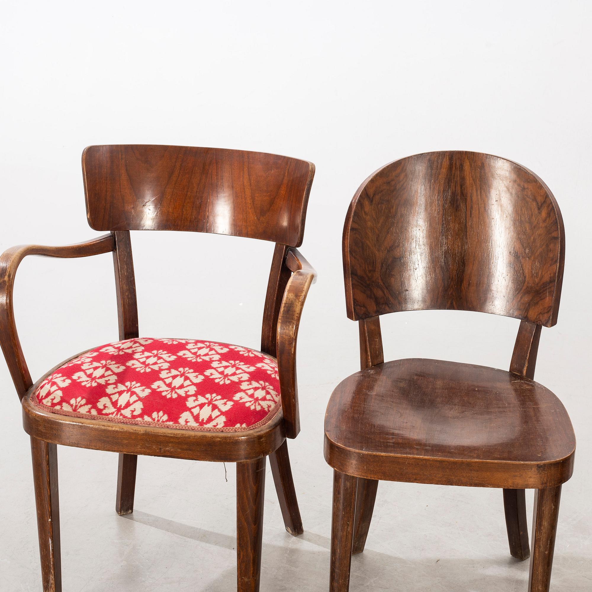 KARMSTOLAR ett par samt STOLAR ett par 1930/40-tal.