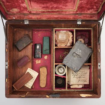 A Swedish late 18th century combined curtlery, dressing- and writing box, from Strömsbergs estate.