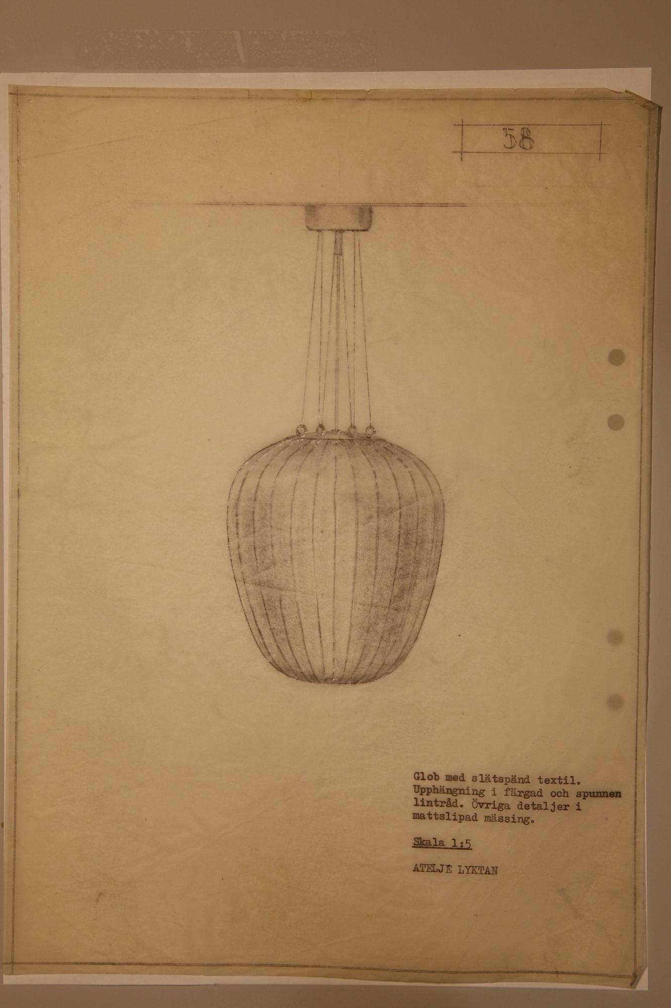 Hans Bergström, a ceiling lamp, model "58", ed. 2/2, ateljé Lyktan, Edition Bukowskis 2025.