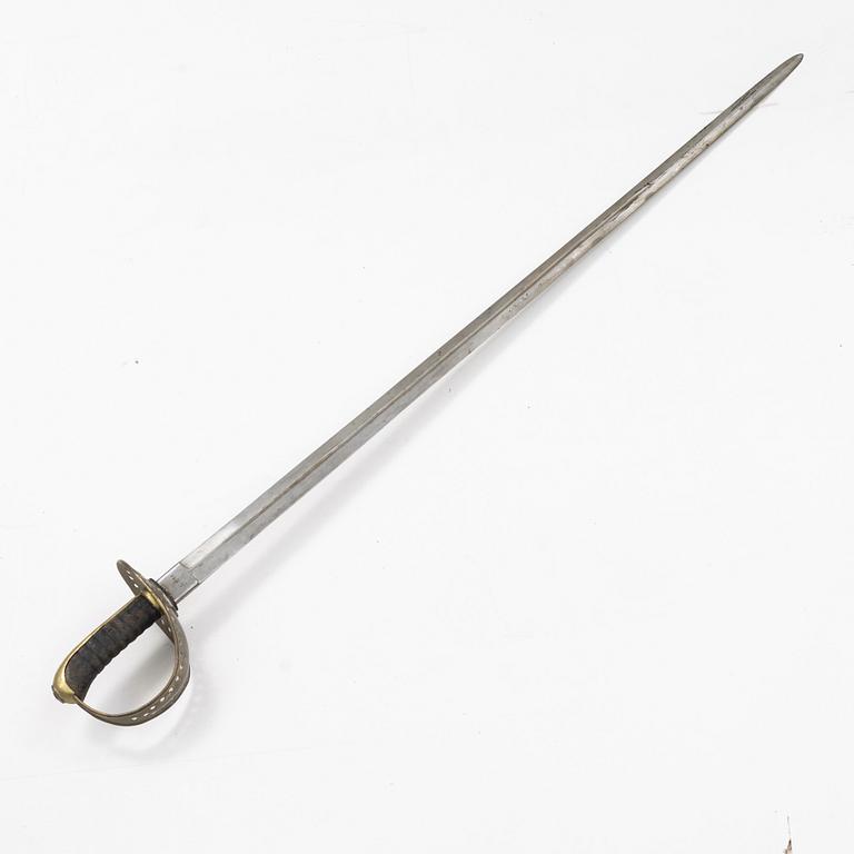 A Swedish cavalry sword with scabbard, 1893 pattern.