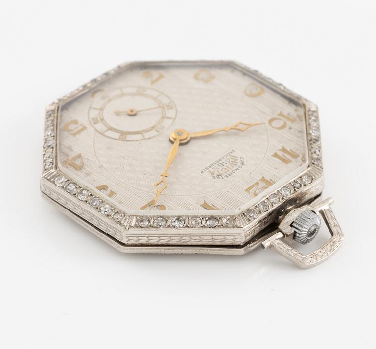 Invicta, Chronometer, pocket watch, platinum/diamonds, 43 mm.
