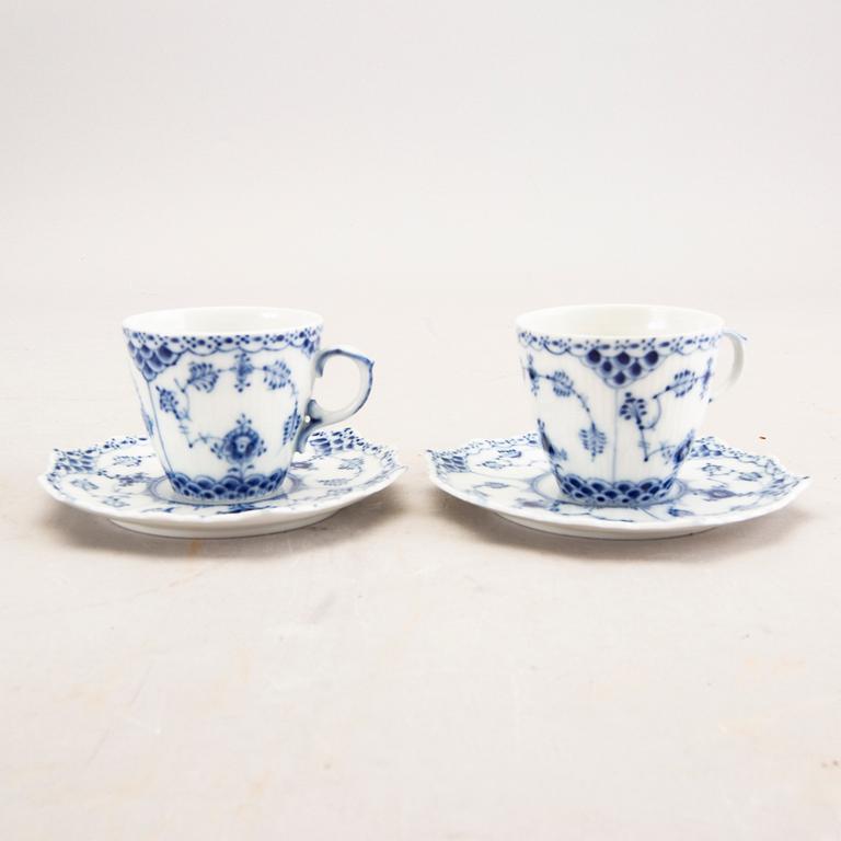 Servis, 11 dlr Musselmalet helblonde Royal Copenhagen porslin ca 1970.