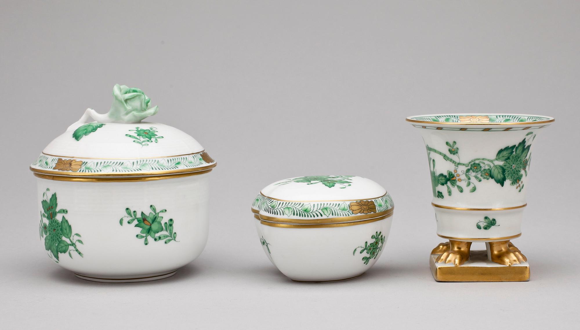 PARTI PORSLIN, 3 delar, Herend, Ungern, bla dat 1948.