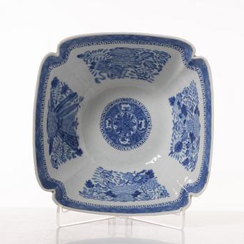A group  of three serving dishes, a serving bowl, a cup, and seven plates, porcelain, including China 18th century.