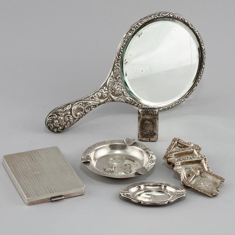 PARTI SILVER, 10 delar, 1900-tal. Vikt 350 gram (exklusive spegel).
