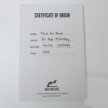 Non-Violence Art Project & Sir Paul McCartney, 'Music for Peace'.