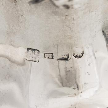 A pair of silver candelabra, maker marks of Carl Johan Tegelsten, Saint Petersburg 1850.