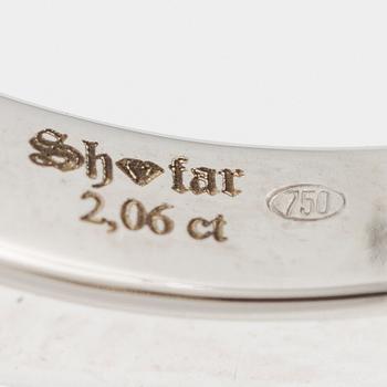 Half eternity ring, 18K white gold set with five brilliant-cut diamonds.