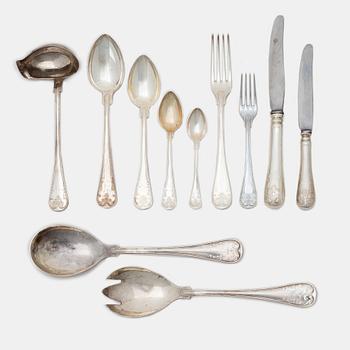 Guldsmedsaktiebolaget (GAB), A Swedish silver cutlery set, 'Gammal fransk' pattern, including with year mark Eskilstuna 1983 (89 pieces).