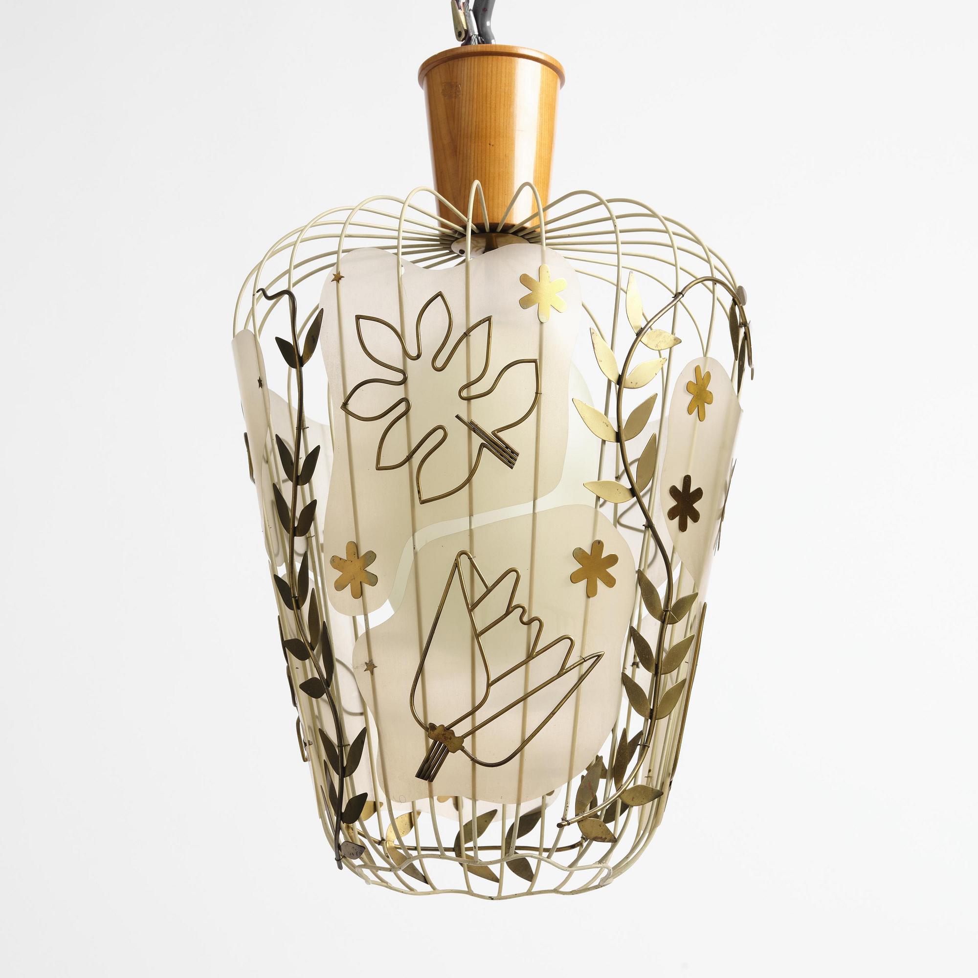 Hans Bergström, a rare ceiling lamp model "5A", ateljé Lyktan, Åhus, 1940s.