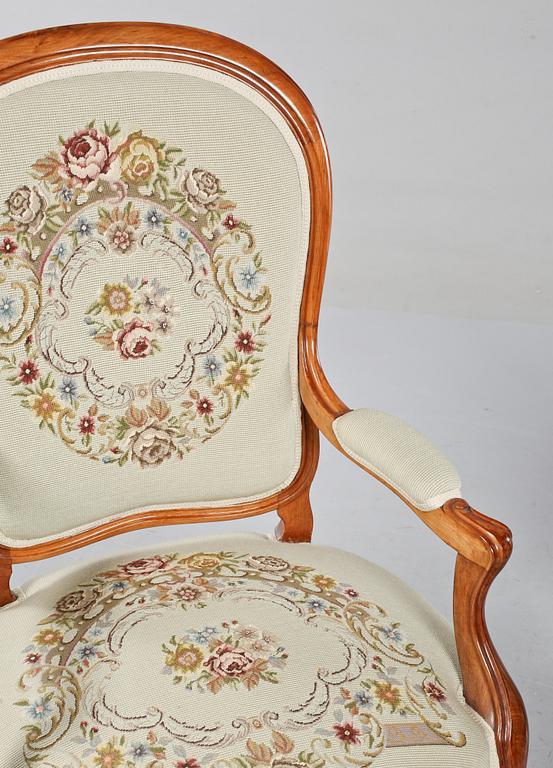 FÅTÖLJER, ett par, nyrokoko, 1800-talets andra hälft.