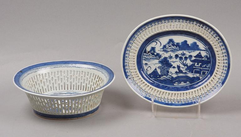 GALLERSKÅL med FAT, porslin, Kina, 1800-tal.