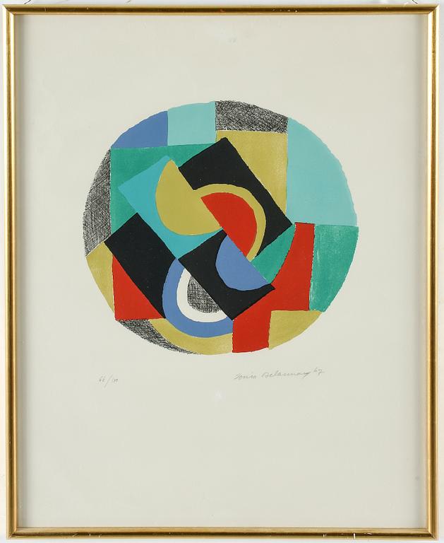 SONIA DELAUNAY, lithograph in colours, signed Sonia Delaunay, dated 67 and numbered 66/100 with pencil.