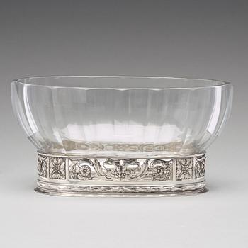 A Swedish/Russian 20th century silver and glass jardinier, mark of WA Bolin, Stockholm 1917.