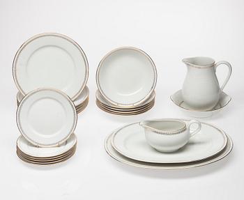 RUOKA-ASTIASTO, 23 osaa, posliini, "Fredrika", Rörstrand, 1950-luku.