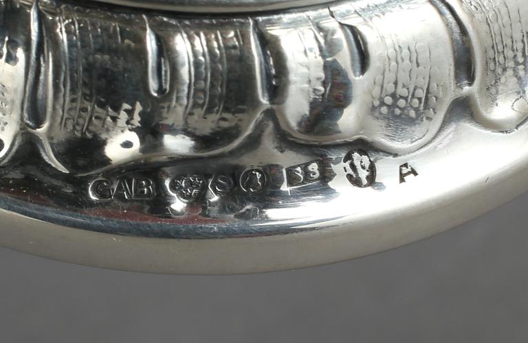 BÄGARE, silver, GAB, Stockholm, 1944. Vikt ca 182 gram.