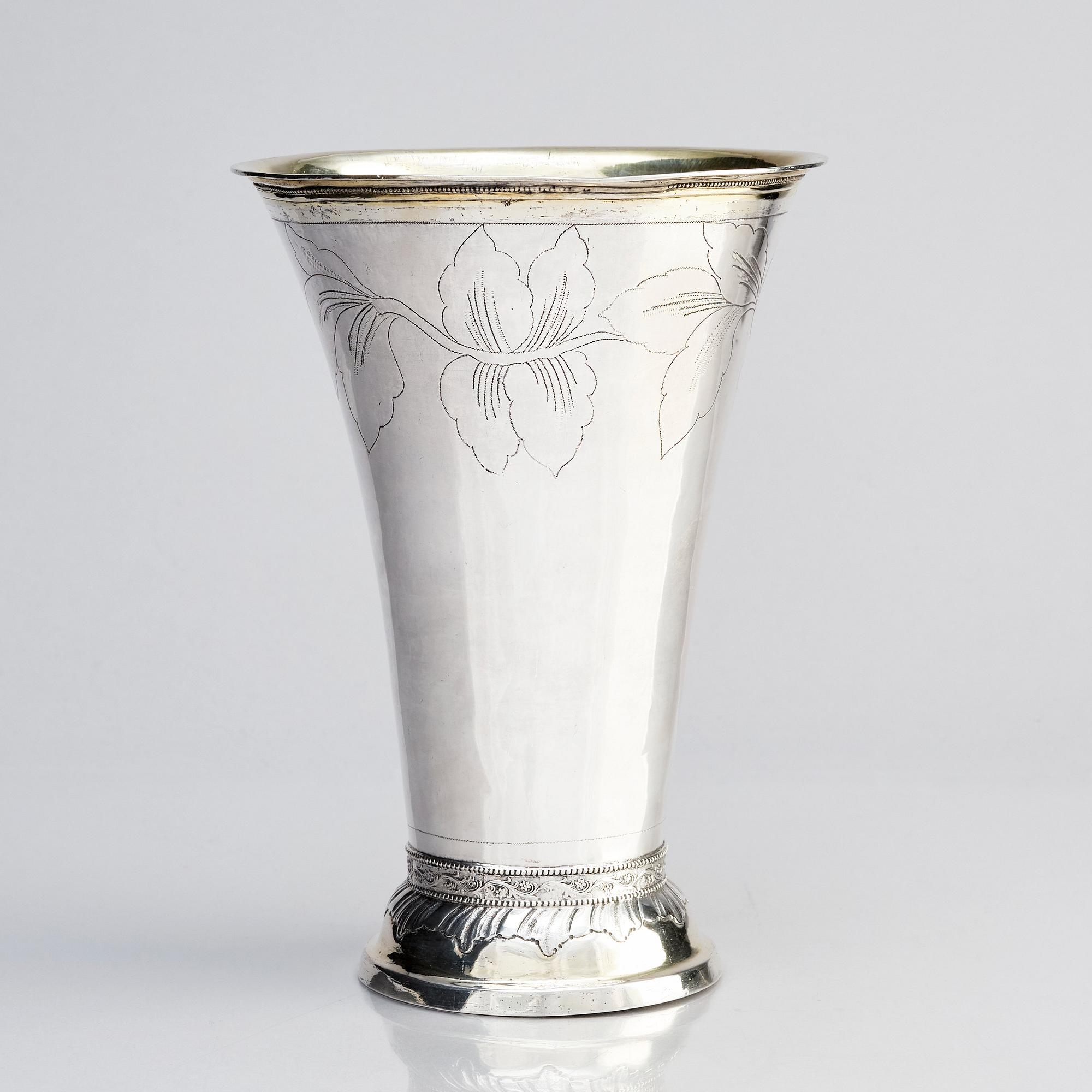 A Swedish 18th century parcel-gilt silver beaker, mark of Anders Ulfsberg, Nyköping 1795.