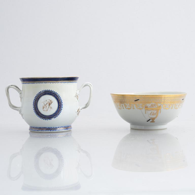 Six pieces of export porcelain, China, Qingdynasty, 18th century, and Jiaqing (1796-1820).