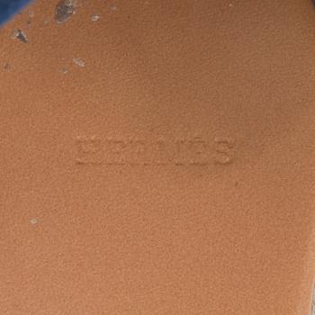 HERMÈS, a pair of blue suede wegde sandals. Size 39.