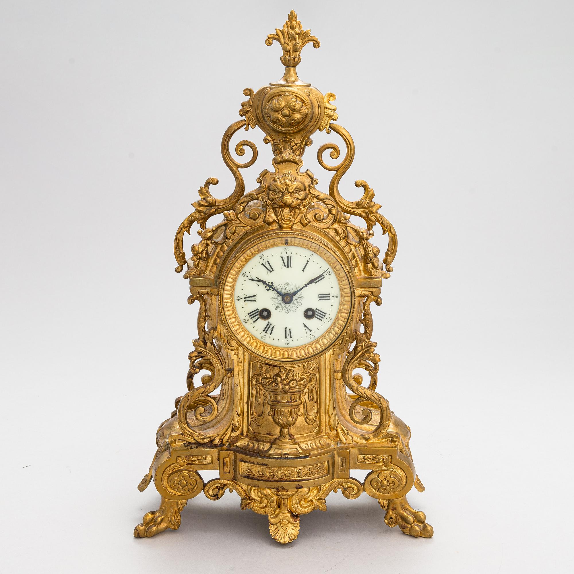 A gilt bronze Mantle Clock, marked H&F Paris, late 19th century.