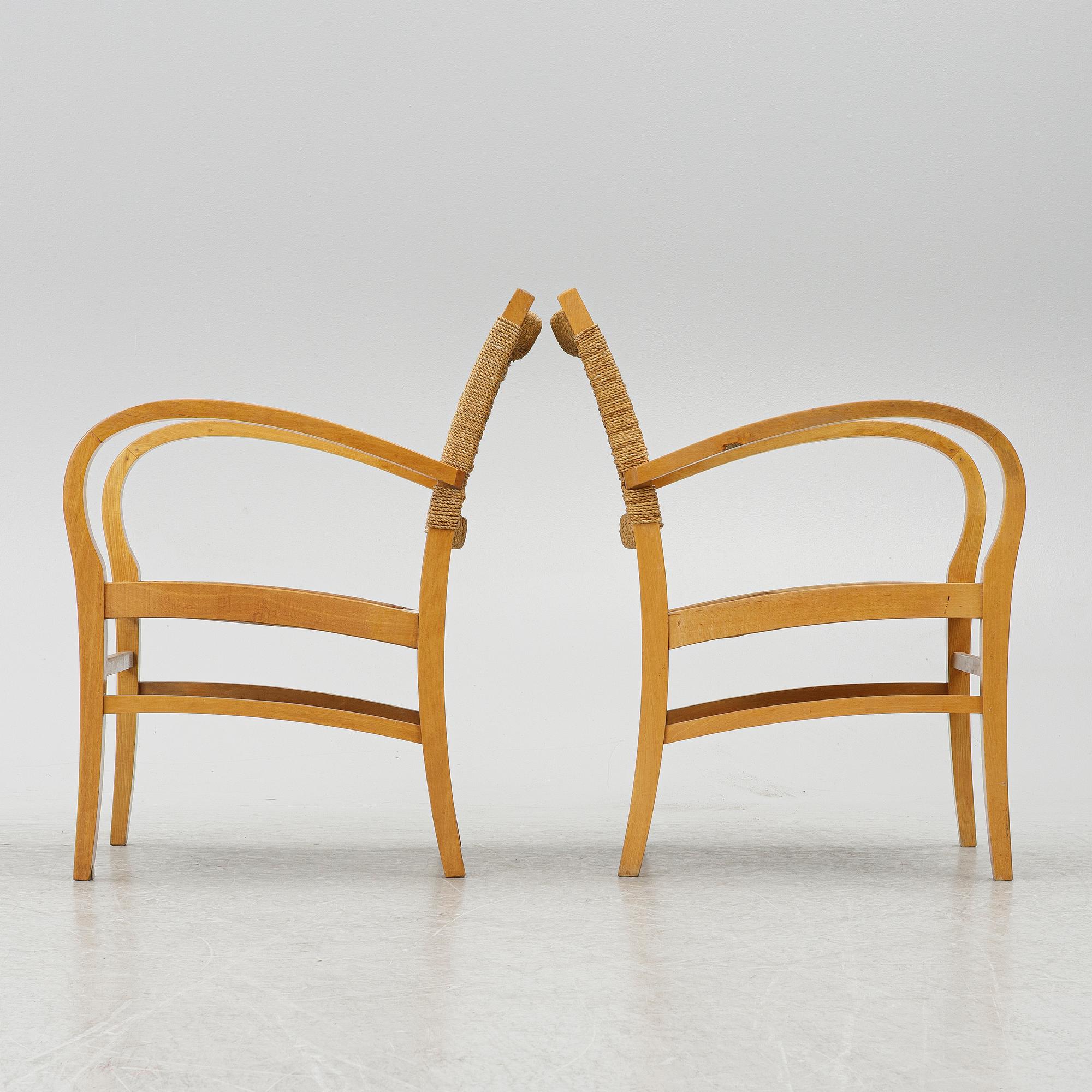 Axel Larsson, a pair of armchairs, presumably Bodafors, Sweden, 1930's.