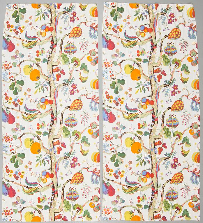 GARDINLÄNGDER, ett par, "Vegetable Tree", Josef Frank, Svenskt tenn, formgiven 1941–46.