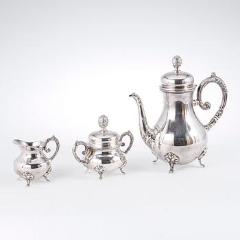 SERVIS, 3 delar, sterlingsilver, Tyskland, med svenska kontrollstämplar, 1900-tal. Vikt ca 1212 gram.