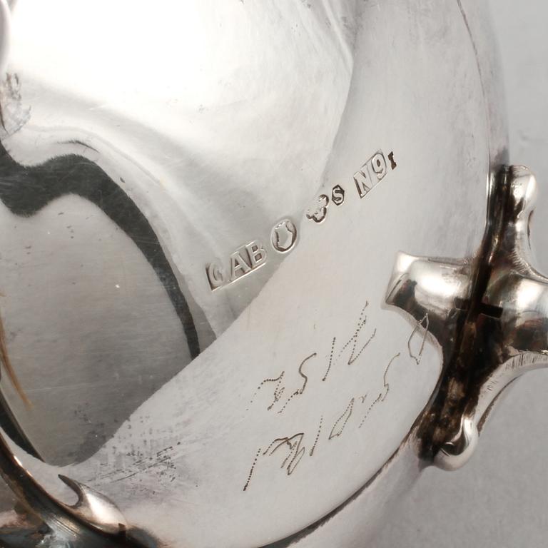PARTI SILVER, 3 delar, stämplade GAB och GEWE, 1900-talets andra hälft. Vikt 608 g.