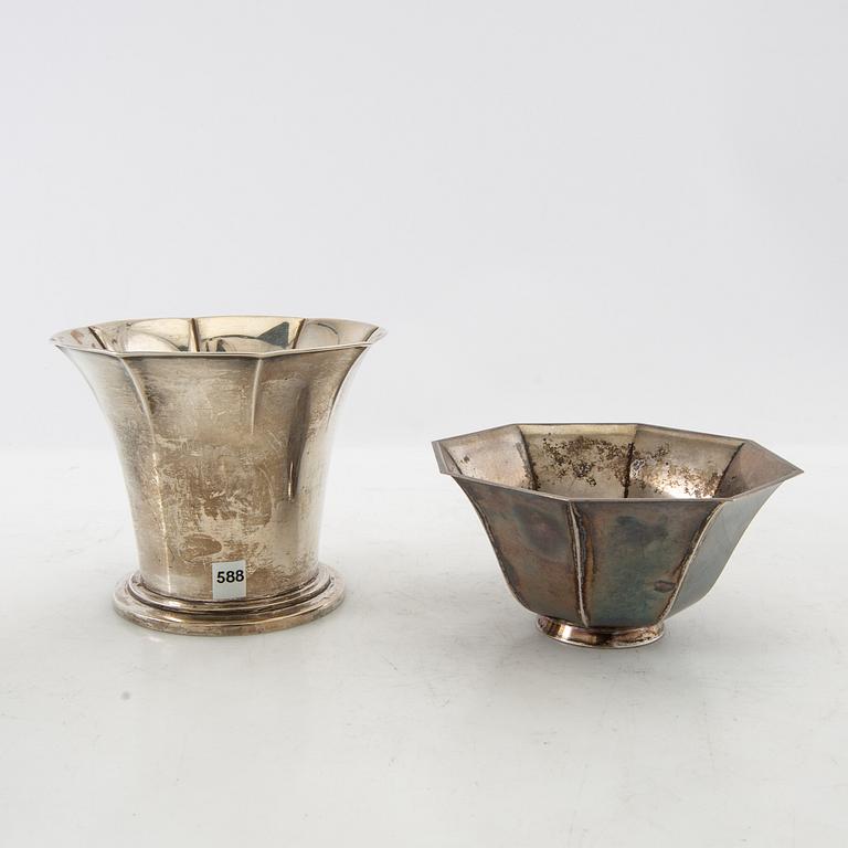 Cups/Bowls 6 pcs mostly CG Hallberg silver, first half of the 20th century.