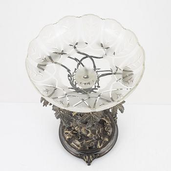 A silver plated and glass centrepiece, Henninger, Germany, late 19th Century.