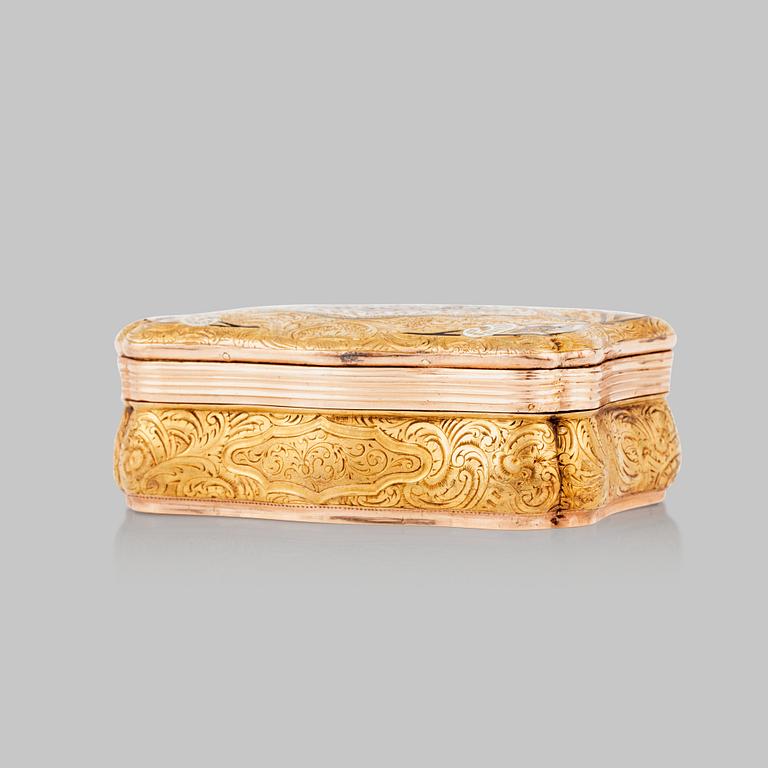 A Swiss 19th century gold and enamel snuff-box.