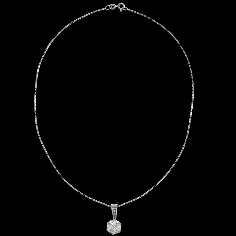 HÄNGE, 18K vitguld. Antikslipad diamant ca 3.1 ct. J/vs
Intyg SJL.