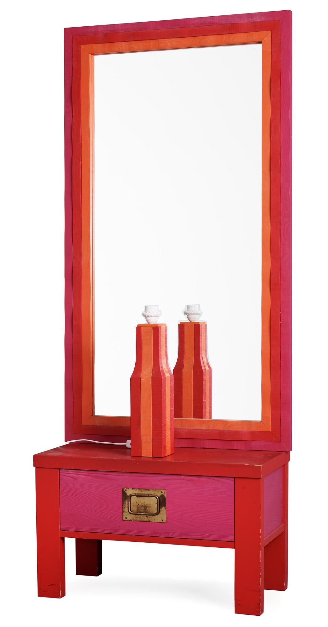 ERIK HÖGLUND, hallmöbel, 3 delar, Eriksmålaglas, Eriksmåla, 1960-70-tal.