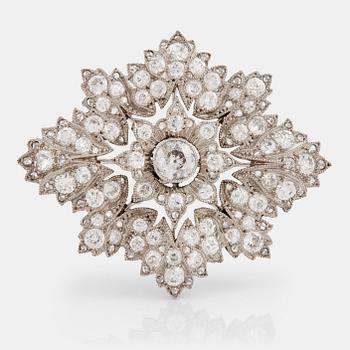 A rose and old cut diamond brooch.