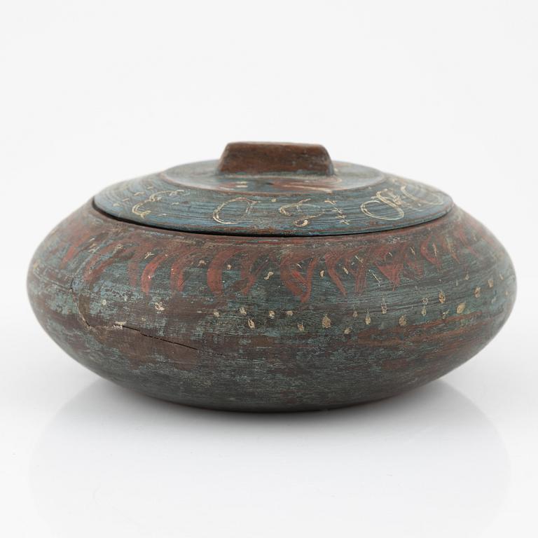 Skruvask samt ask med lock, allmoge, 17/1800-tal.