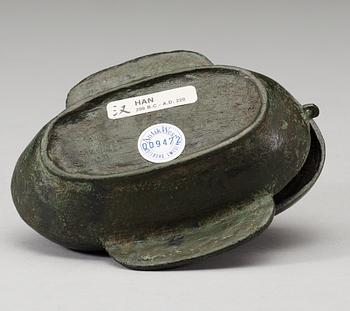 A ritual bronze drinking vessel, Han dynasty (206 BC - 220 AD).